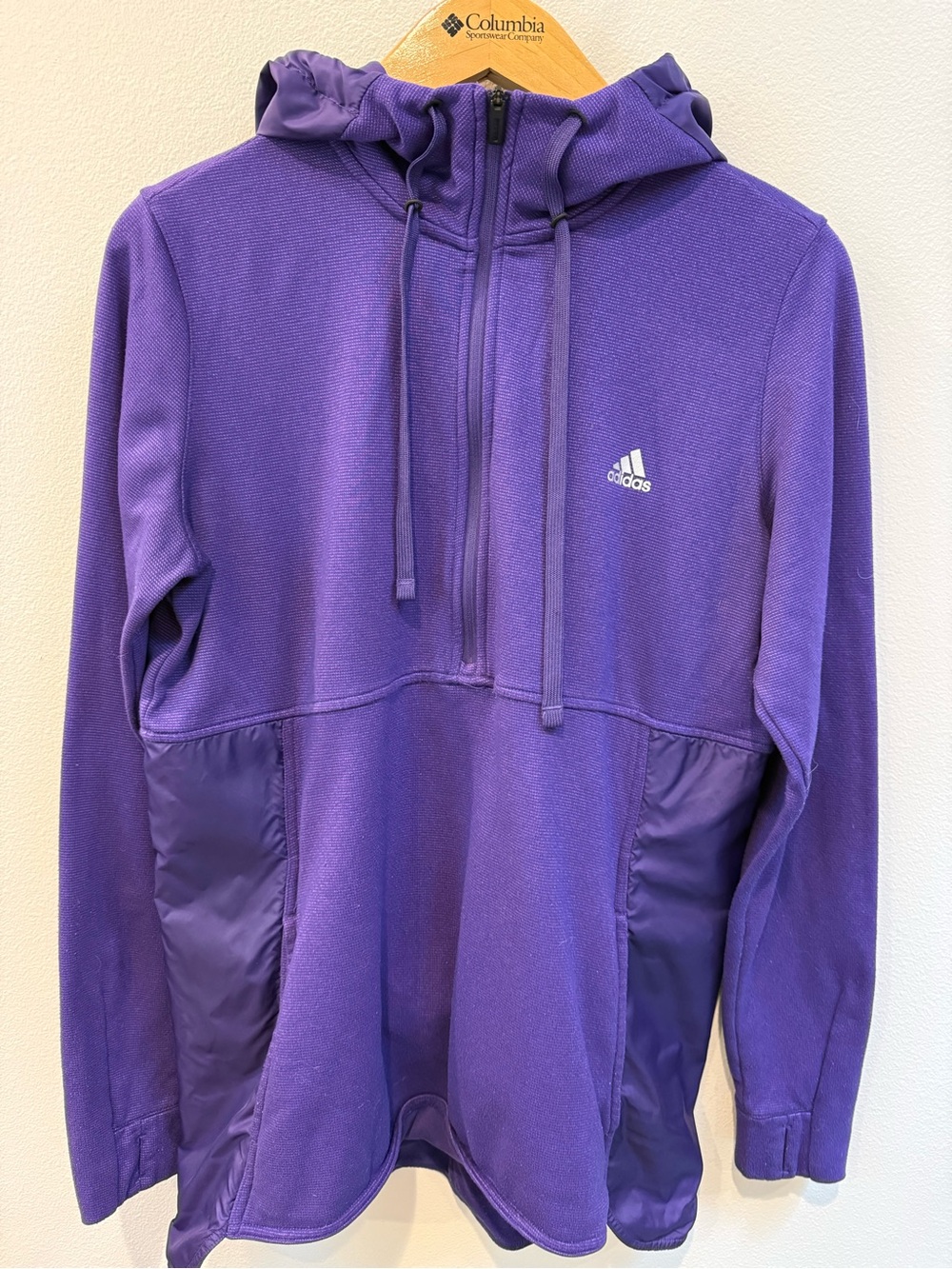 adidas Purple Half-Zip Hooded Pullover Sweatshirt